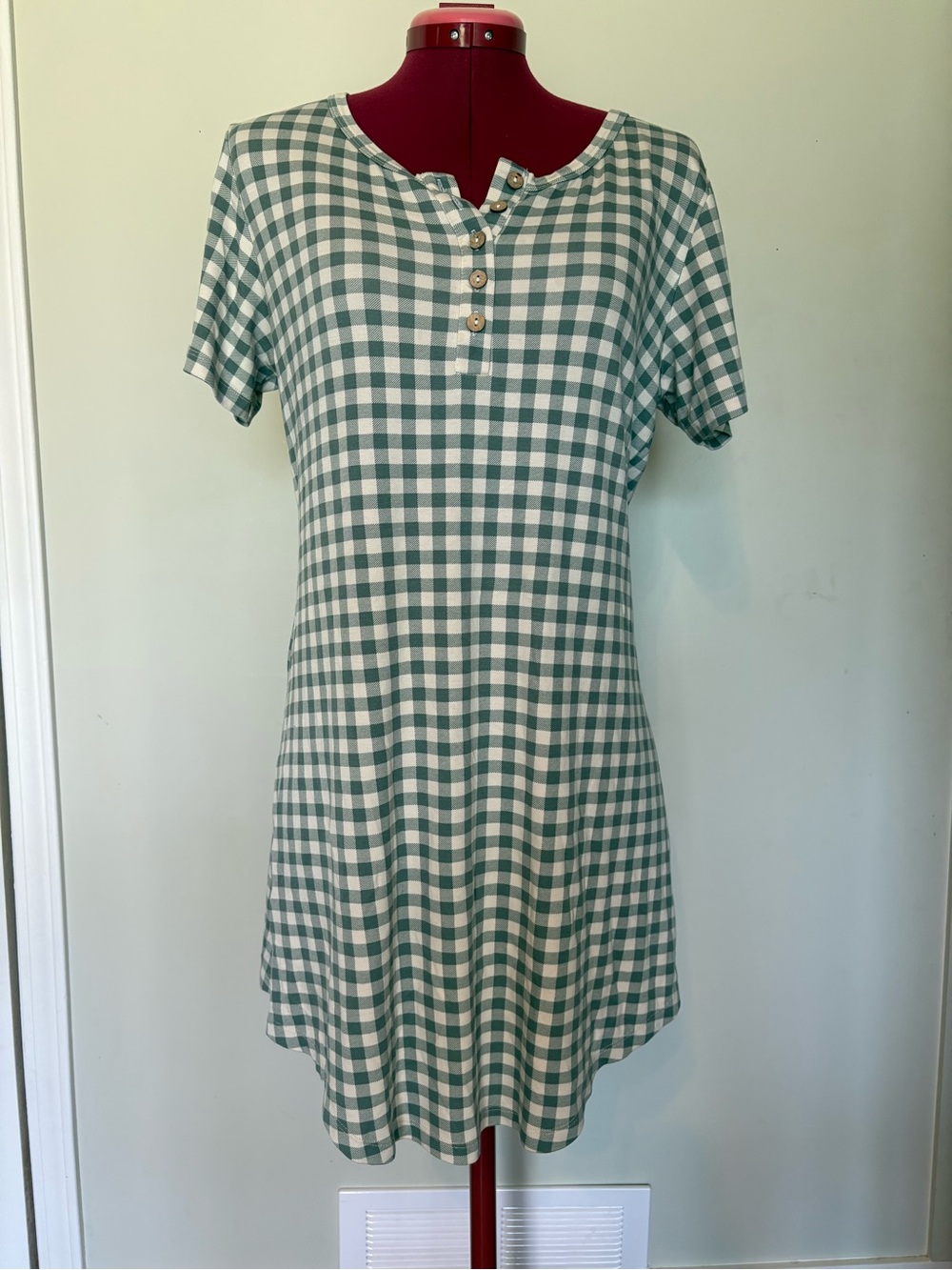 Pretty Laundry/Little & Lively Green & White Gingham Nighshirt